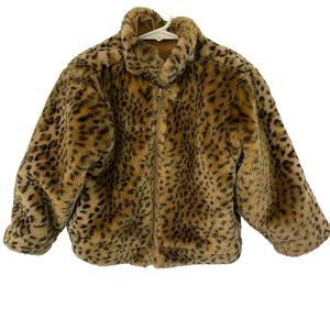Girls 4T Winter Jacket Reversible Leopard Design/Tan